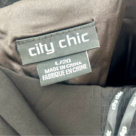 City Chic Entwine Tulip Drape Maxi Dress Black Off The Shoulder V-Neck Slit Gown - Picture 6 of 9